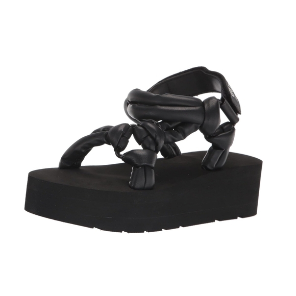 guess los angeles Shoes - GUESS Women's Albina Wedge Sandal, black, size 9.5 M